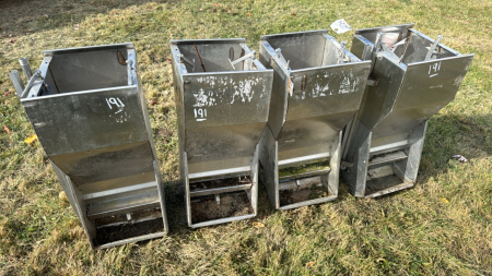 (4) 12"W Stainless Steel Pig Feeders for Weaners