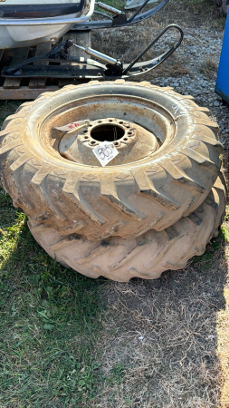 Pair of 7.5 0-16 Tires on 6 Bolt Rims