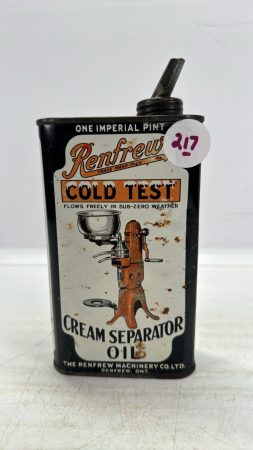 Renfrew Cold Test Cream Seperator Oil Tin
