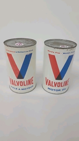 (2) Valvolene Motor Oil One Quart Tins