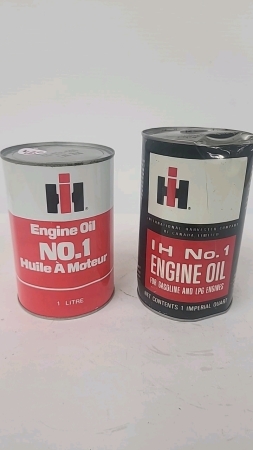 (2) International Motor Oil Tins