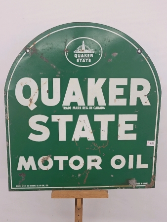 Quaker State Motor Oil Double Sided Metal Sign