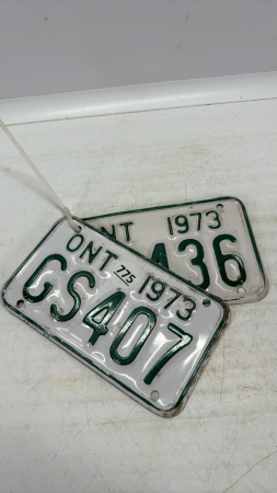 (2) Indivdual 1973 Ont. Motorcycle License Plates