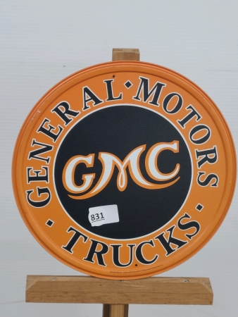 GMC Trucks Round Repro Tin Sign
