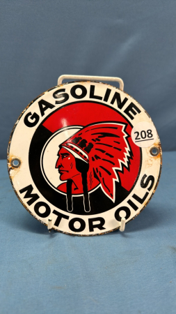 Porcelain Round Red Indian Pump Sign