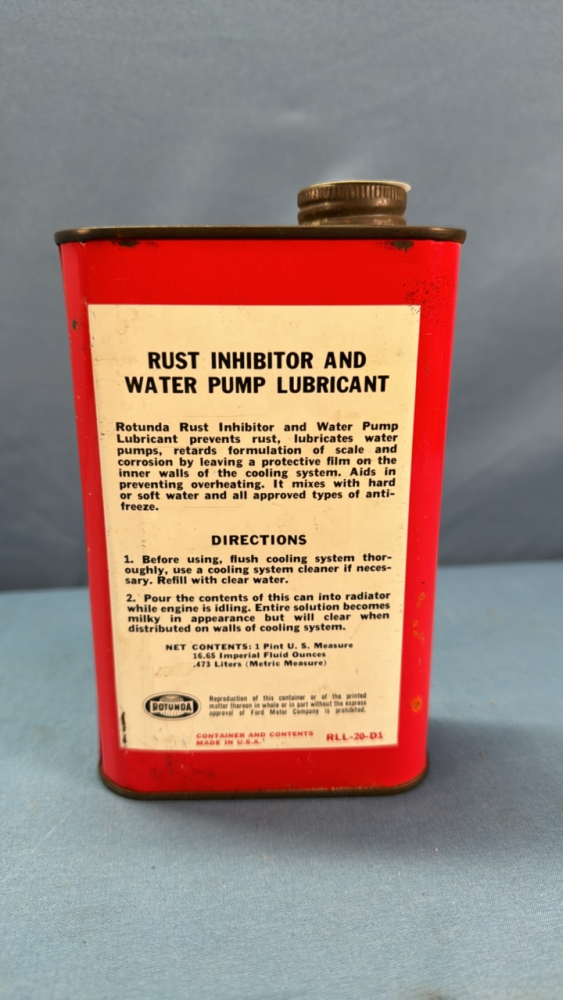 Rotunda Rust Inhibitor & Water Pump Lubricant Tin Rotunda Rust Inhibitor & Water Pump Lubricant Tin