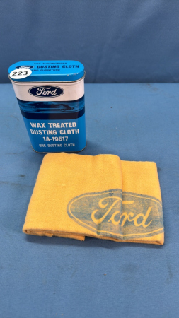 Ford Dusting Cloth Tin with Cloth 5"H