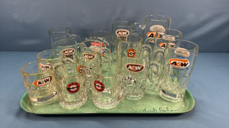 (15) A&W & Hires Glass Mugs