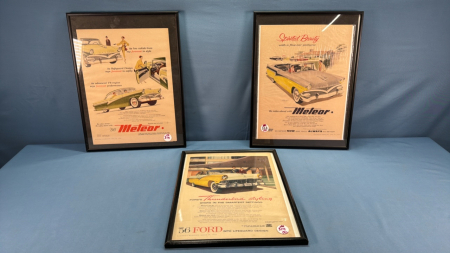 (3) Framed Meteor Magazine Advertising Pages