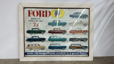 Framed Paper Brochure 1954 Ford Cars