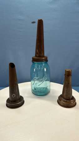 (3) Metal Oil Spouts