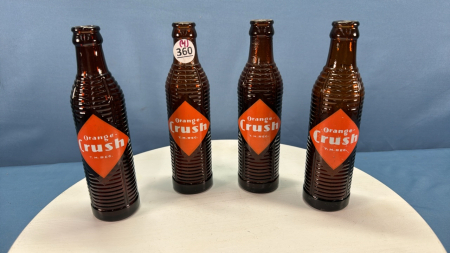 (4) Amber 7 Oz Orange Crush Bottles