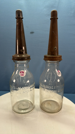 (2) Quart Oil Bottles with spouts