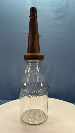 Single Quart Oil Bottle with Metal Spout