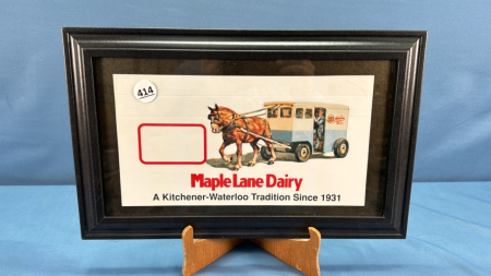 Maple Lane Dairy Framed Milk Wagon Picture