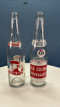 (2) Old Colony 10 oz Silk Screened Pop Bottles