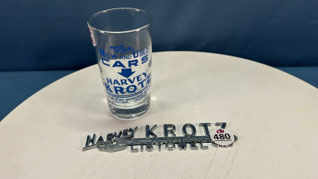 Harvey Krotz Chrome Name Plate & Water Glass