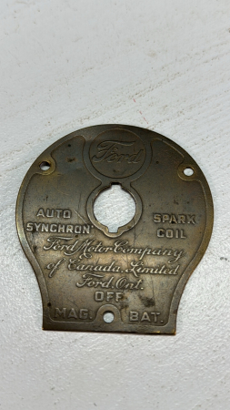 Brass Plate from Ignition Control in Model T Car