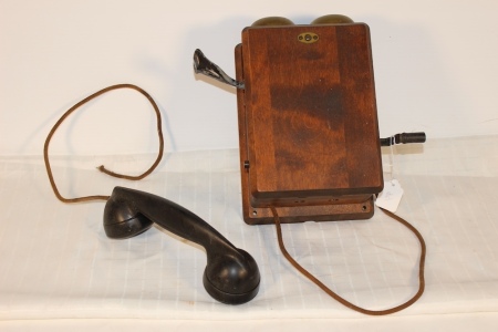 Vintage Wooden Wall Phone, 10" Tall