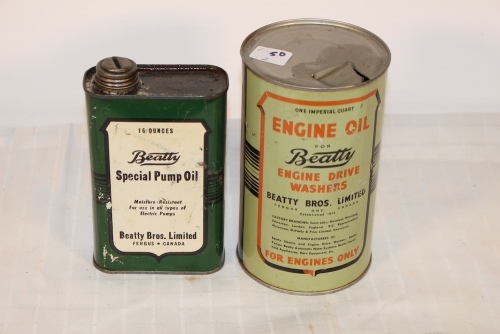 2 Beatty Oil Tins, Tallest is 7"