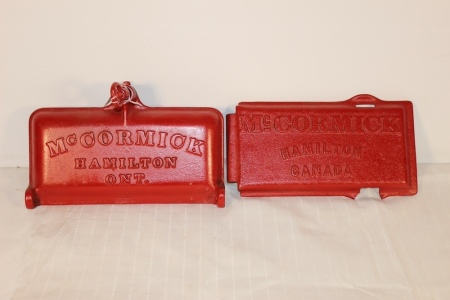 2 McCormick Cast Iron Tool Box Lids