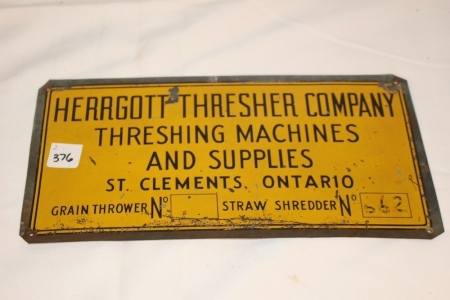 Herrgott Thresher Metal Sign