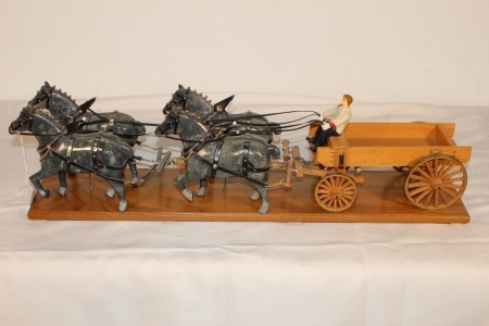 4 Horse Hitch and Wagon, 23" Long