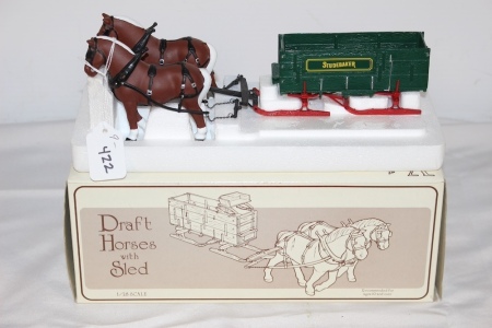 First Gear Draft Horses and Sled, 1/28