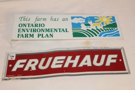 Tin Signs Including Fruehauf, 16" Long