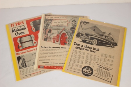 3 Ads "Standard Oil, Mobile Oil and Buick"