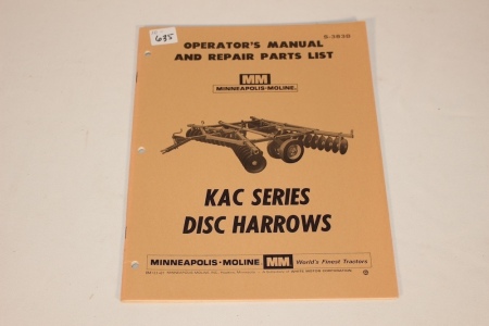 MM Operator's Manual, KAC Series Disc Harrows