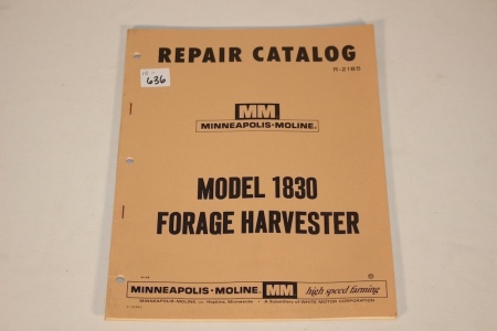 MM Repair Catalog Model 1830 Forage Harvester