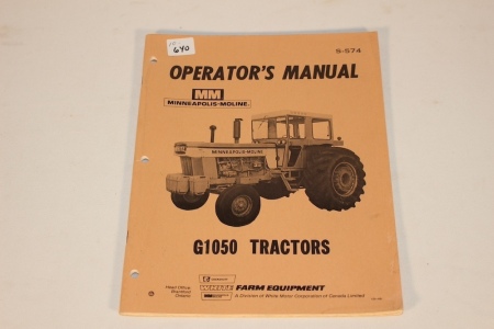 MM Operators Manual For "G1050" Tractors