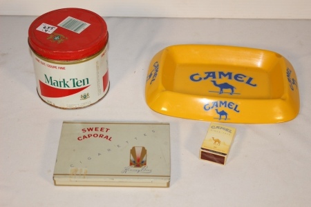 Camel Ash Tray and Matches, Cigarette Tin