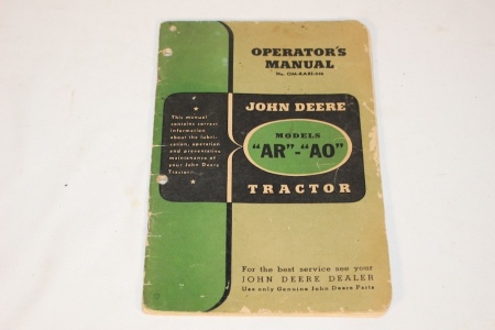 JD Models "AR" - "AO" Operators Manual