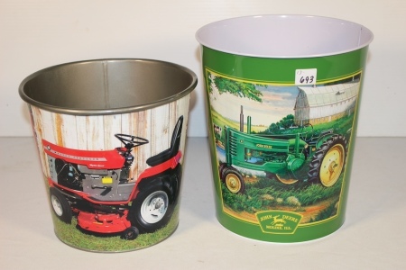 JD and MF Tin Garbage Cans