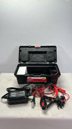Plastic Toolbox with Noco Genius 5 Battery Charger