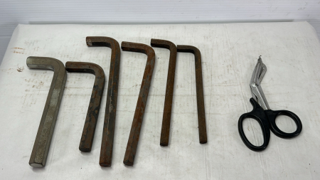 (6) Large Hex Keys & Pair of Scissors