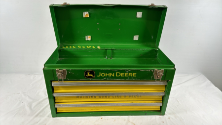 John Deere 3-Drawer Metal Tool Box -Well Used