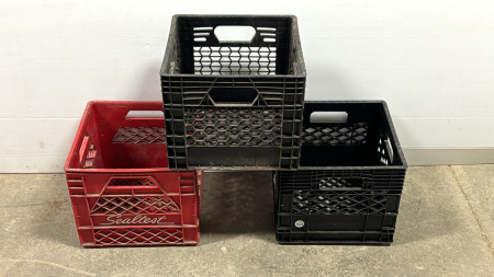 (3) Plastic Milk Crates