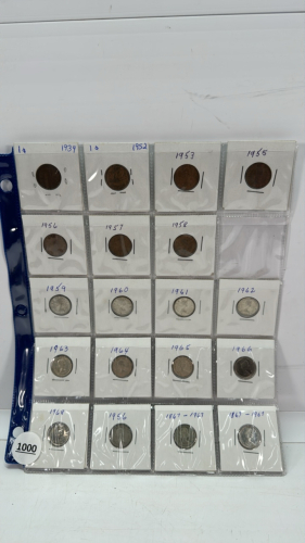 (7) Canadian 1 Cent Coins & (12) Canadian Dimes