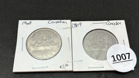 1968 & 1969 Canadian $1 Coin