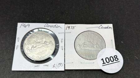 1969 & 1975 Canadian $1 Coin