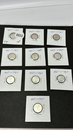 (10) 1867-1967 Canadian Dimes