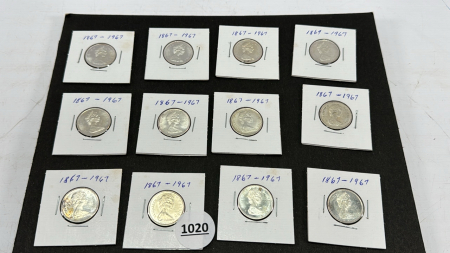 (12) 1867-1967 Canadian Quarters