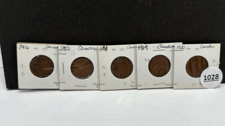 (5) Canadian 1 Cents