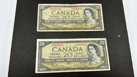 (2) 1954 Canadian $20 Bills