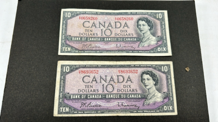 (2) 1954 Canadian $10 Bills