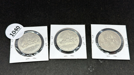 (3) 1969 Canadian Dollar Coins