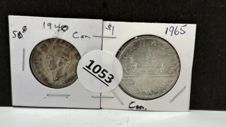 1940 Cdn. Half Dollar & 1965 Cdn. One Dollar Coins